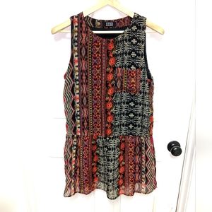 LUXE Ladies Large Sleeveless Blouse colorful Ruffle hem